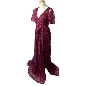 Baltic Born Marseille Embossed Pink Maxi Dress Wedding Formal Spring Sz S